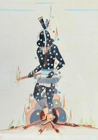 Percy Tsisete Sandy (Kai-Sa or Red Moon) Gouache, Spirit of the Fire Gods