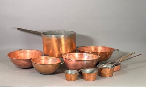 Assorted Lot of Vintage Copper Cookware