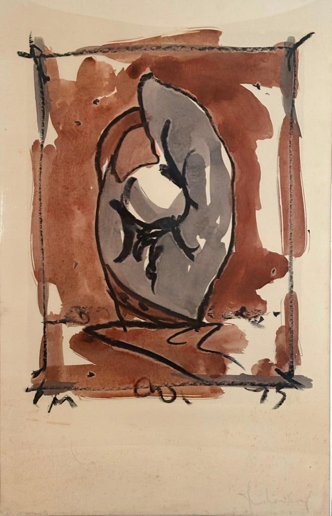 Claes Oldenberg Lithograph, "Study for Standing Mitt": Offset lithograph in colors on wove paper, "Study For Standing Mitt", from a fundraiser for Metzenbaum for Senate, H.C. edition, numbered 4/12. Signed by the artist lower right, titled, number