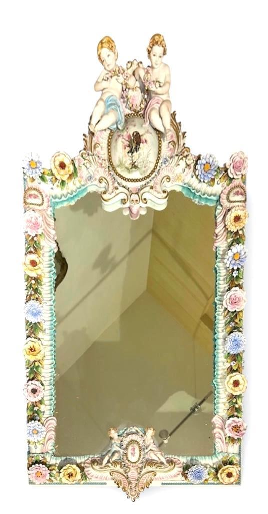Large Tiche Porcelain Encrusted Mirror, Milan, Italy, Modern (1 of 13)
