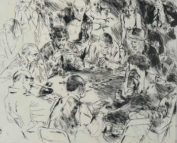 Leroy Neiman, "Card Players", Etching