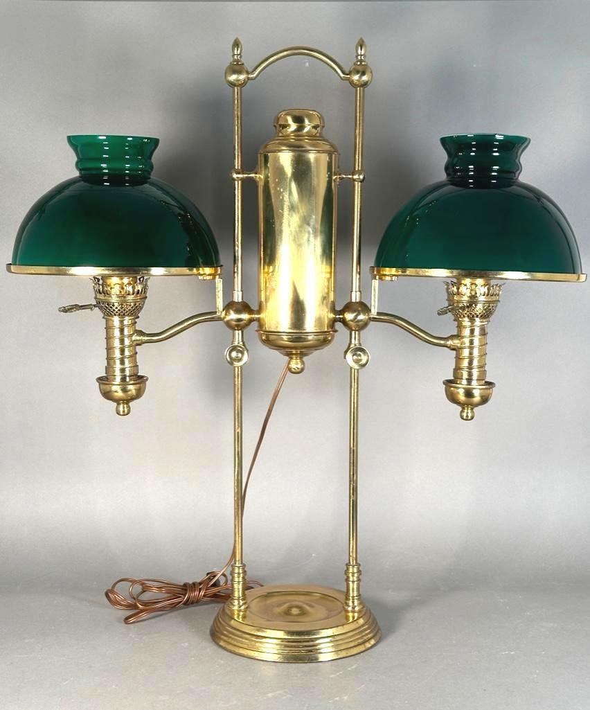 Signed Manhattan Brass Co. Double Student Lamp (1 of 13)