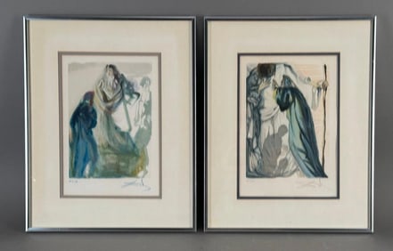 Salvador Dali, Two color woodcuts from The Divine Comedy, ca. 1960