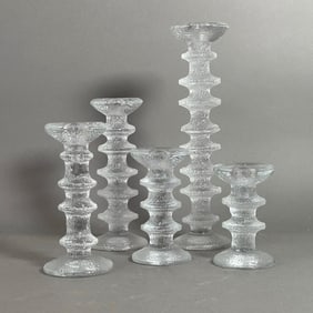 Five Timo Sarpaneva Festivo Candlesticks For Iittala