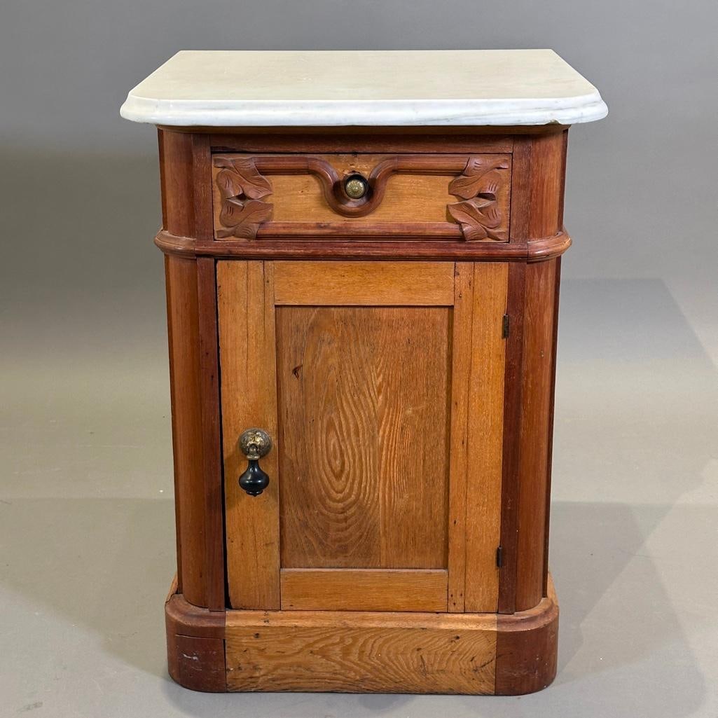 Victorian Oak Side Cabinet With Marble Top (1 of 12)