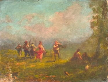 19thc. Continental School Oil, Fete Champetre