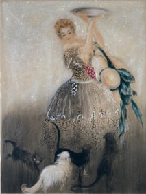 Louis Icart Etching "Plate of Milk" dated 1921
