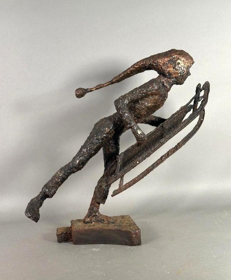 Bud Hambleton Cast Iron Sculpture, Sled Rider (1 of 10)