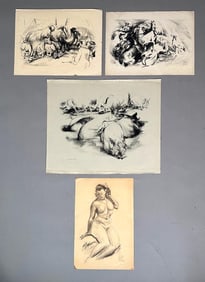 A Drawing and Three Lithographs by Henry Keller