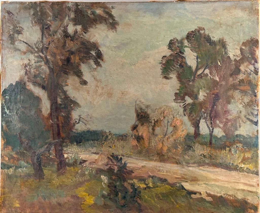 Alfred James Wands Oil, Path Through the Brush: Alfred James Wands (American 1904-1998) Path Through the Brush, oil on canvas, signed lower right, framed. Dimensions: 20 x 24 in. canvas size, 24.5 x 29 in. as framed. Condition: Appears dirty,