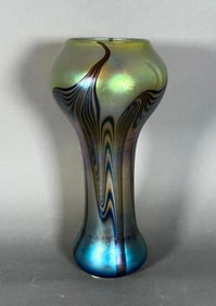 Lundberg Studios Pulled Feather Favrille Glass Vase