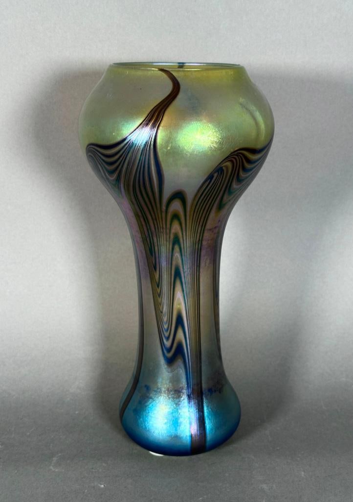 Lundberg Studios Pulled Feather Favrille Glass Vase (1 of 8)