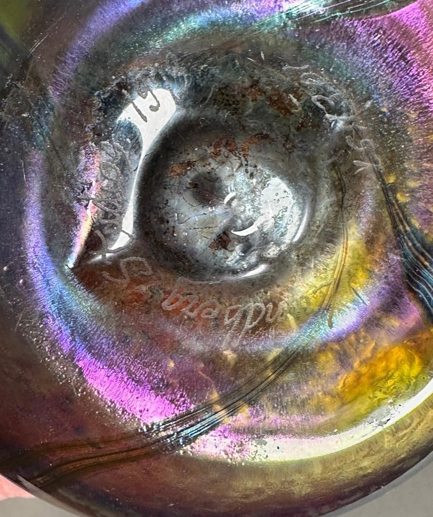 Lundberg Studios Pulled Feather Favrille Glass Vase - 8