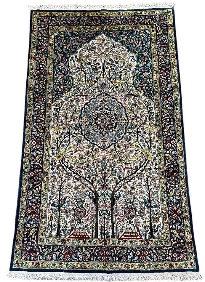 Pure Silk Tree of Life Carpet 5' x 3': Pure Silk Tree of Life Carpet 5' x 3', silk on silk foundation.