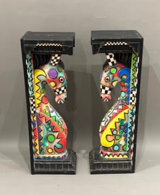 Attributed Toms Drag, Pair of Painted Horse Pedestals
