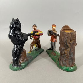 Two Cast Iron Mechanical Banks, "Indian and Bear" and "Creedmore"