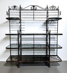 French Steel & Polished Brass Baker's Rack