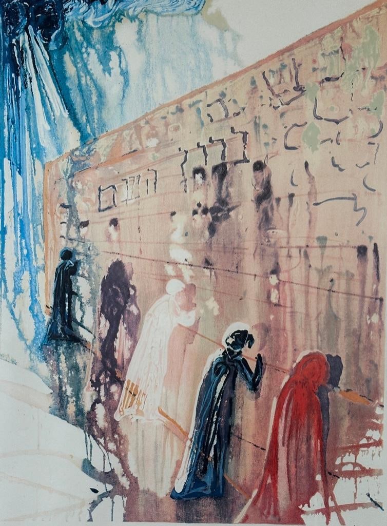 Salvador Dalí "The Wailing Wall", Artists Proof Lithograph: Salvador Dalí, "The Wailing Wall", original lithograph on wove paper, signed lower right and marked E.A. épreuve d'artiste, lower left. Framed under glass, as framed apprx 42 x 29.5