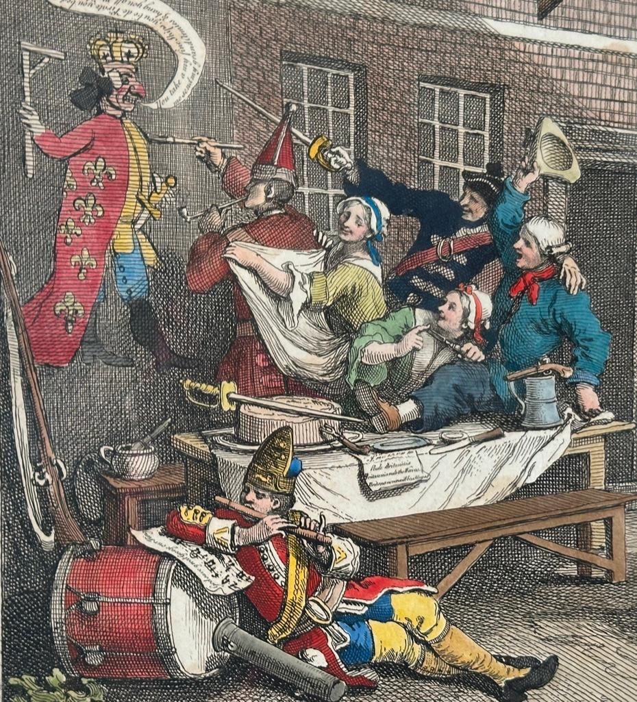 Two William Hogarth Hand Colored Etchings - 11