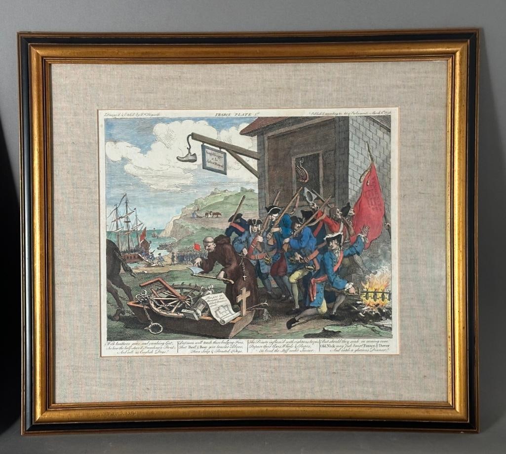 Two William Hogarth Hand Colored Etchings - 3