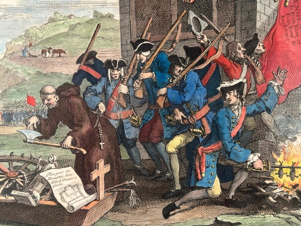 Two William Hogarth Hand Colored Etchings - 5