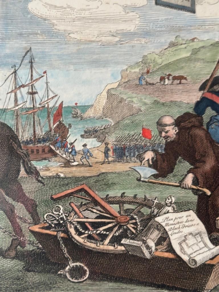 Two William Hogarth Hand Colored Etchings - 7