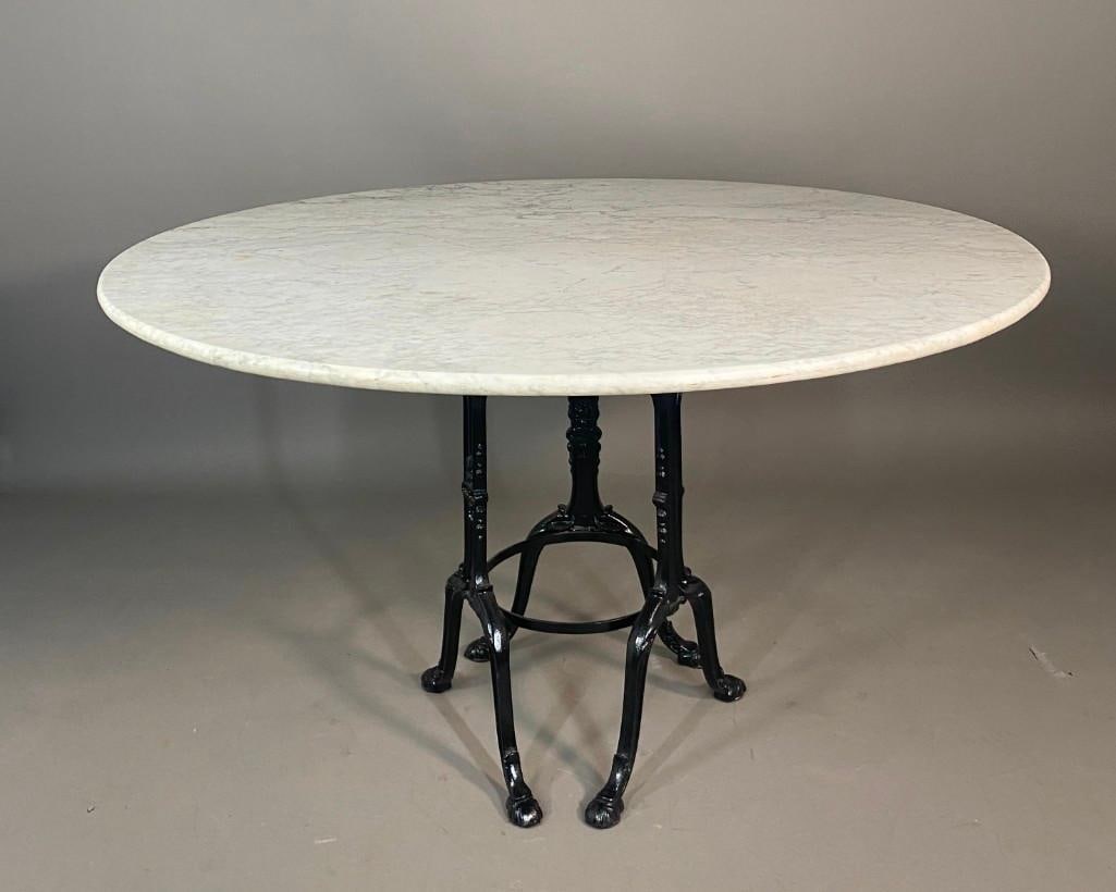 Cast Iron Center or Dining Table with Marble Top (1 of 5)