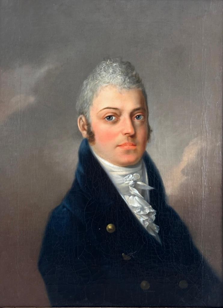 19thc. French School, Portrait of a Gentleman: 19thc. French School, Portrait of a Gentleman, c. 1815-30, oil on canvas, framed. Provenance: Charles Phillips Collection, Cleveland, Ohio. Dimensions: 22.75 x 16.75 in. canvas size, 27 x 21.25 in.
