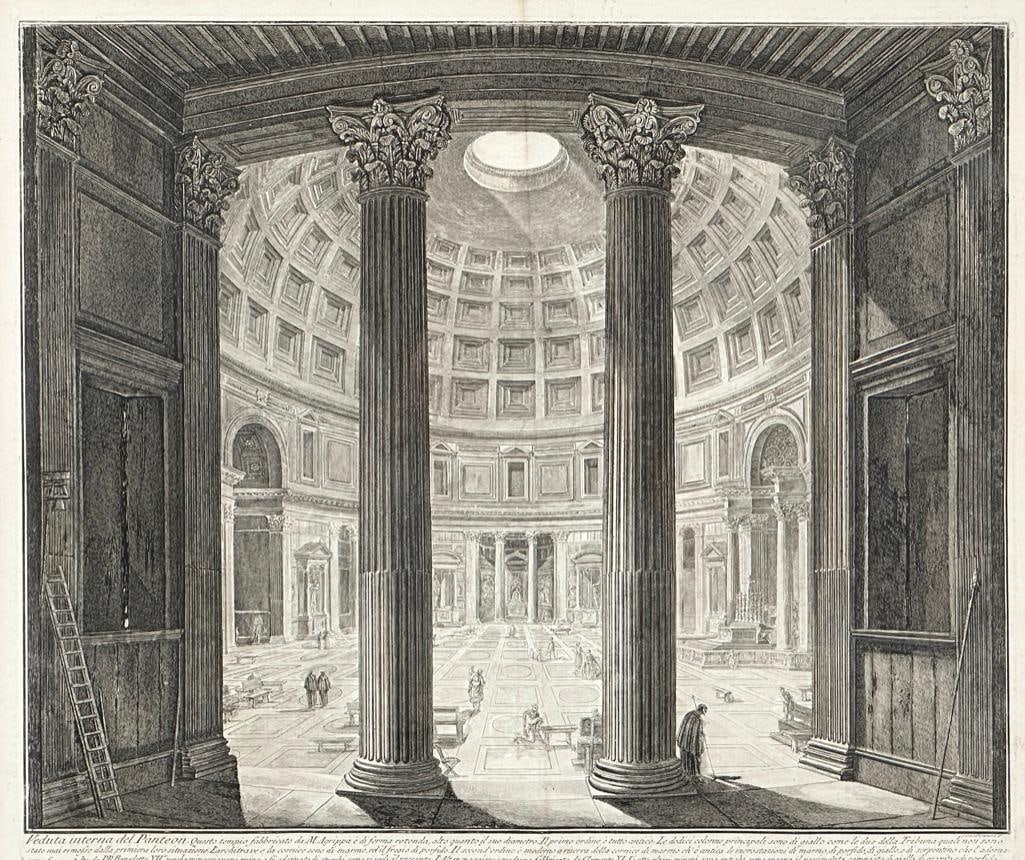 Giovanni Battista Piranesi, Etching, "Veduta Interna del Panteon" (1 of 9)