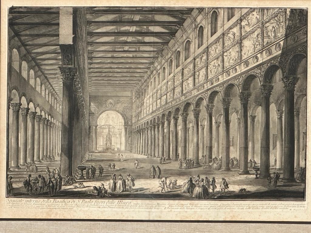 Giovanni Battista Piranesi, Etching, "Spaccato Interno della Basilica di S. Paolo" (1 of 10)