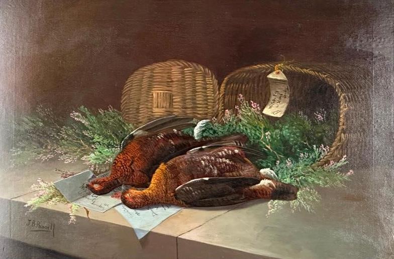 James B. Russell Oil, Game Still Life of Grouse and Heather (1 of 7)