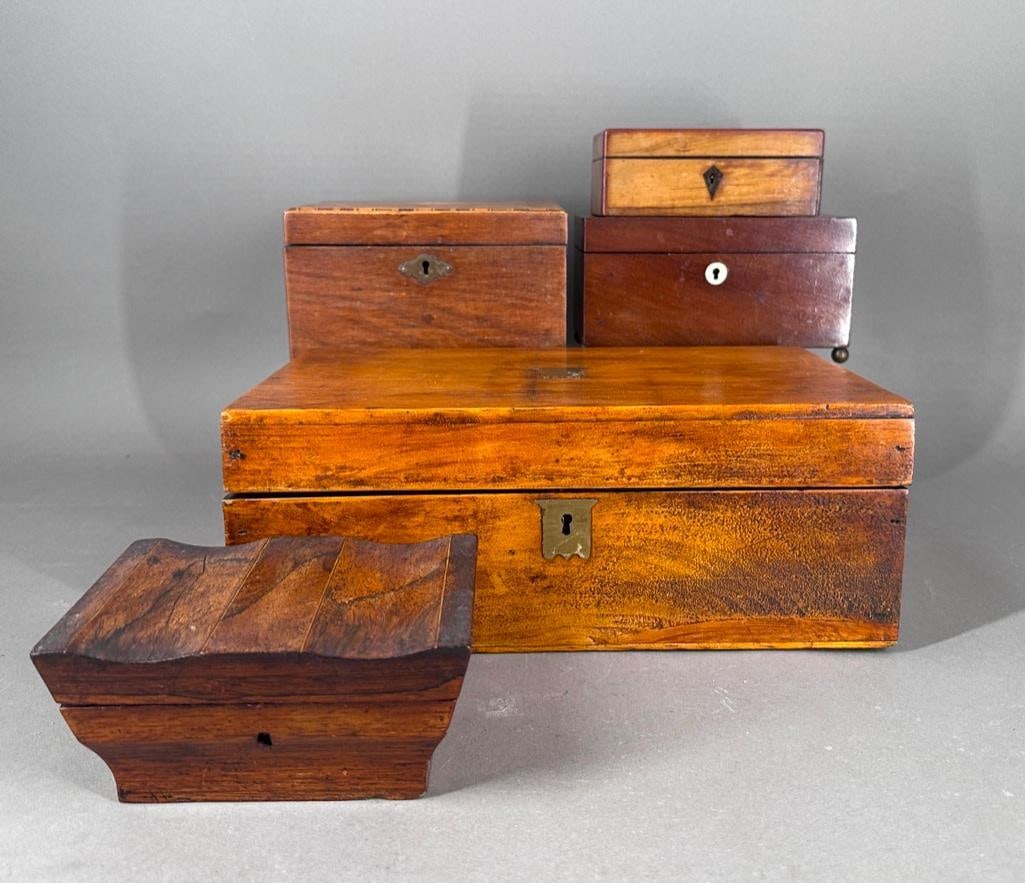A Collection of Five Antique Wood Boxes (1 of 20)