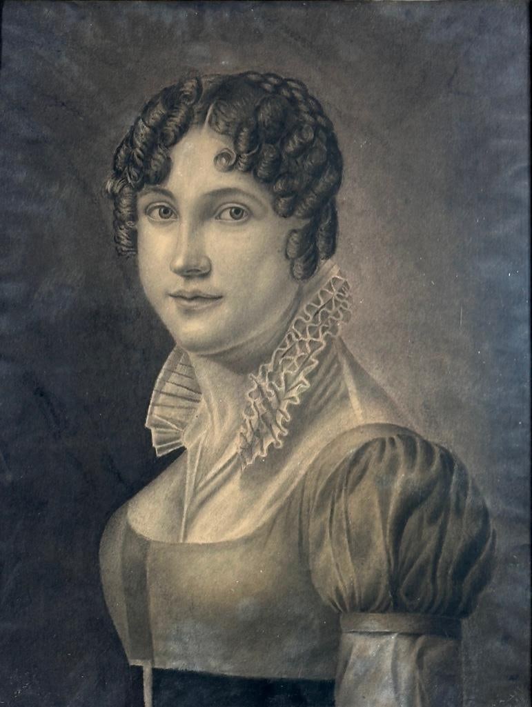 19thc. French School Drawing, Portrait of a Young Woman (1 of 5)