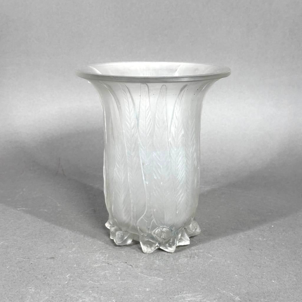 Lalique Molded and Frosted Glass Vase, "Eucalyptus" (1 of 4)