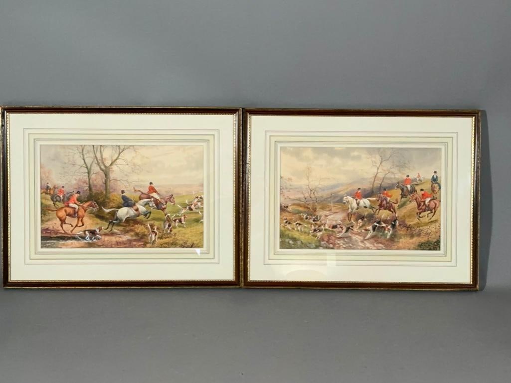 Pair of Hunt Scene Gouaches by Henry Murray, "The Start," and "Full Cry" (1 of 11)