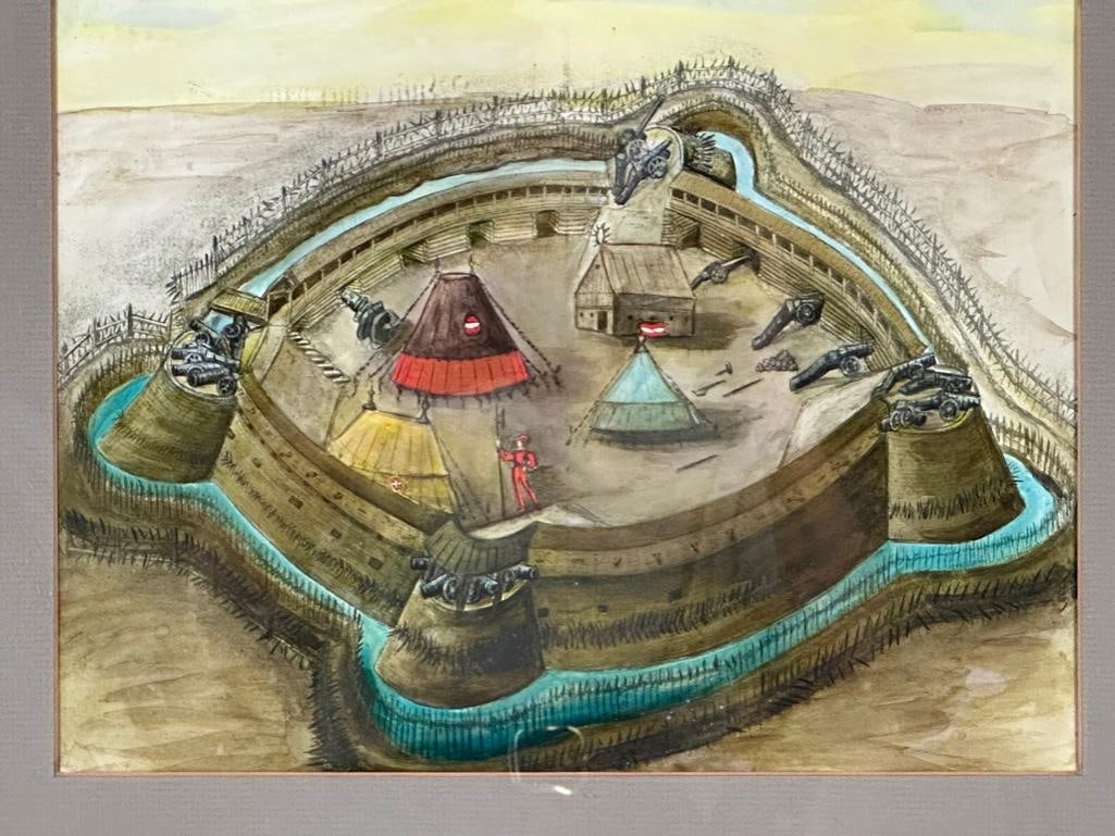 Original Watercolor of Civil War Bastion (1 of 7)