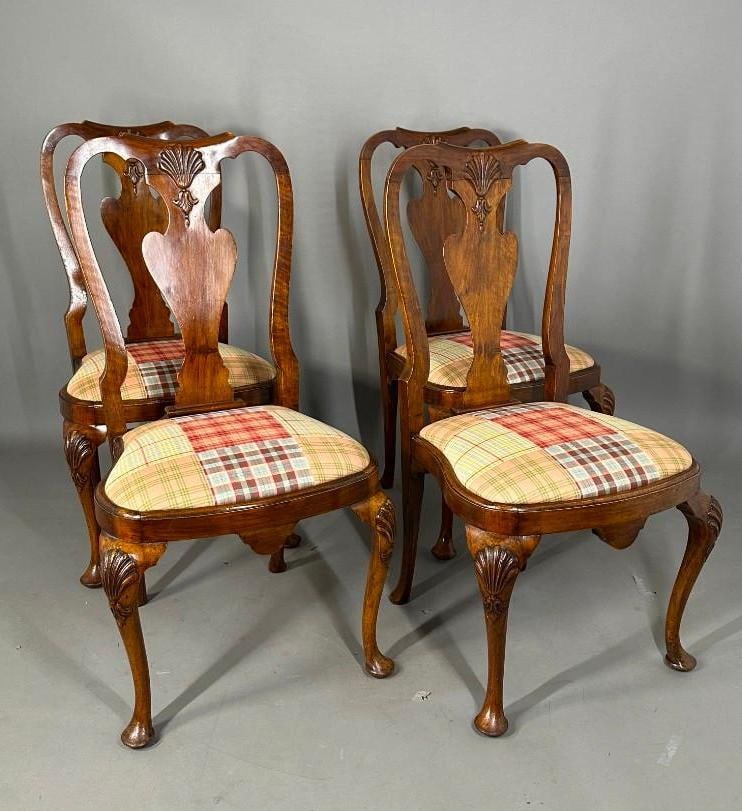 Four Queen Anne Style Mahogany Dining Chairs, Modern (1 of 8)