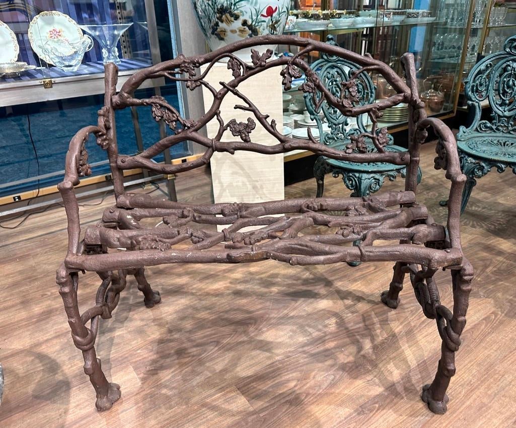 Cast Iron Garden Bench with Oak Branch and Snake Motif (1 of 5)