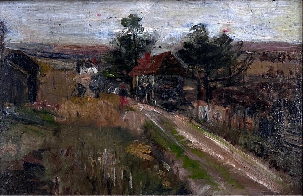 Alfred S. Wall Oil, "Log House and Farm" (1 of 7)