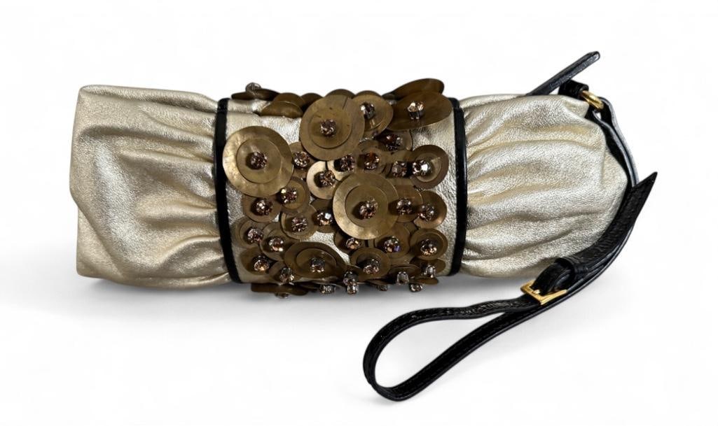 Authenticated Vintage Valentino Metallic Embellished Bow Clutch (1 of 6)