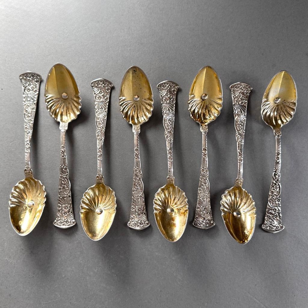 Eight Antique Frank Smith Sterling Silver Desert or Teaspoons (1 of 3)