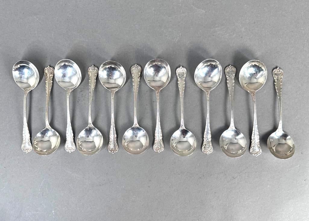 Twelve Durgin Sterling Silver Cream Soup Spoons (1 of 6)