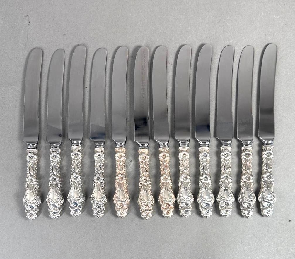 Twelve Whiting Lily Pattern Sterling Silver Dinner Knives by Gorham (1 of 5)