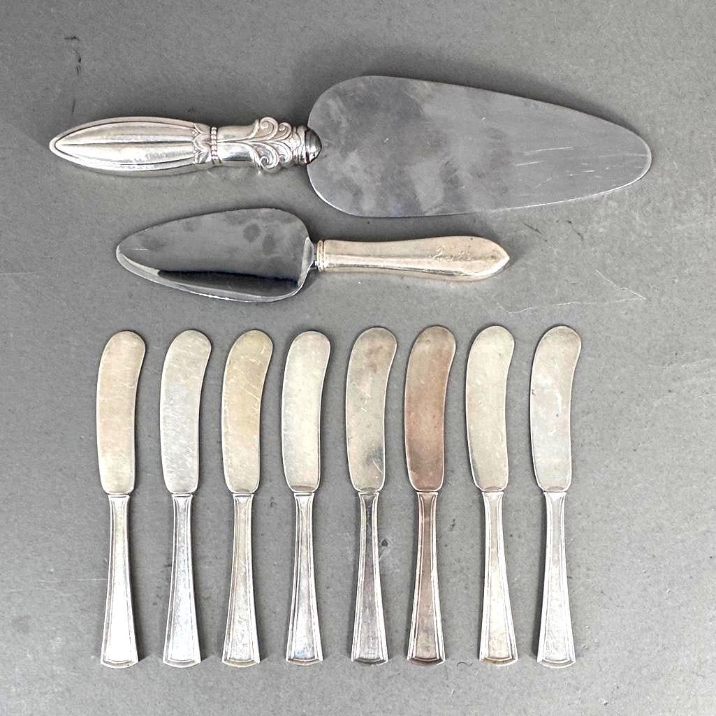 Lot of Sterling Silver Butter Knives and Cheese Knives (1 of 7)