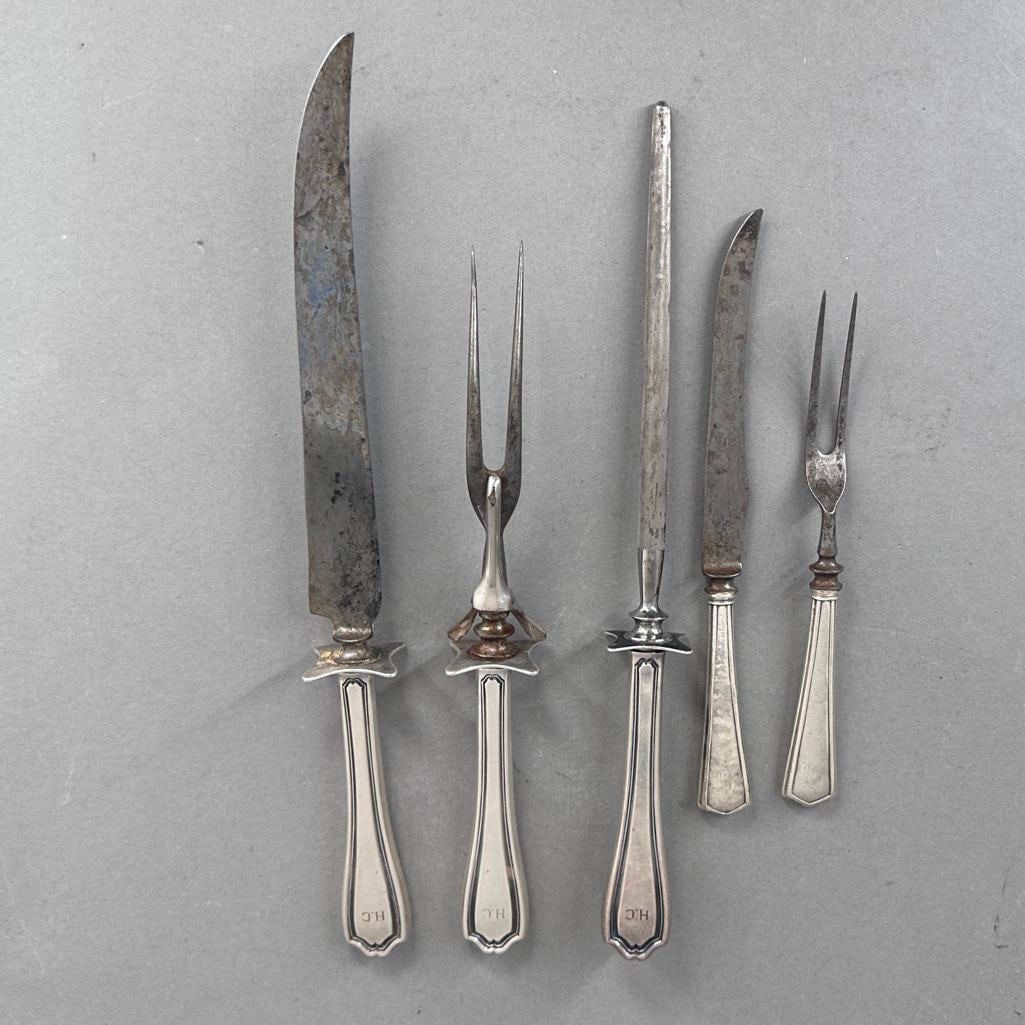 Two Sterling Silver and Steel Carving Sets (1 of 6)