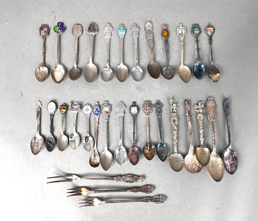 Large Grouping of Sterling Silver and Silver Plate Souvenir Spoons (1 of 19)