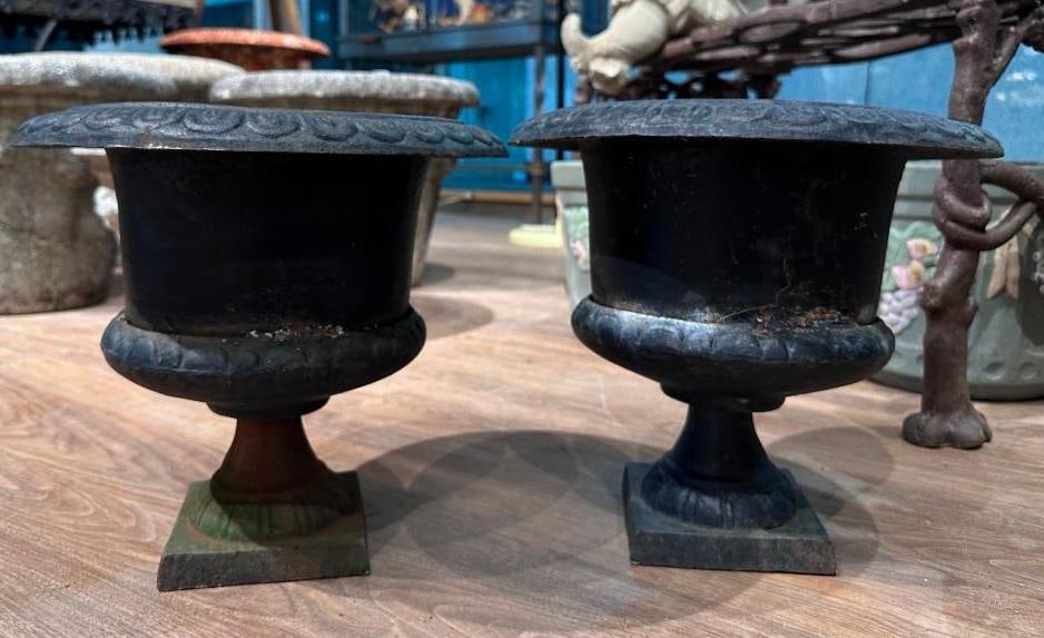 Two Small Cast Iron Garden Planters (1 of 3)