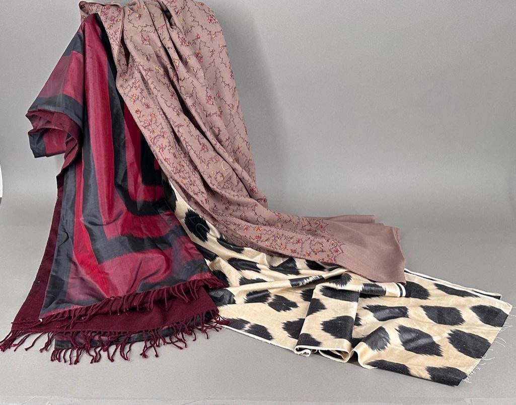 Two Wool Pashminas and a Double Faced Silk Ikat Panel (1 of 14)