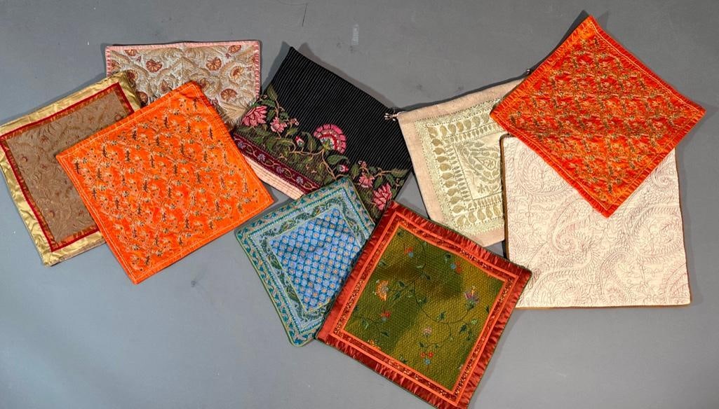 Nine Indian and Other Silk, Beaded and Velvet Pillow Covers (1 of 12)