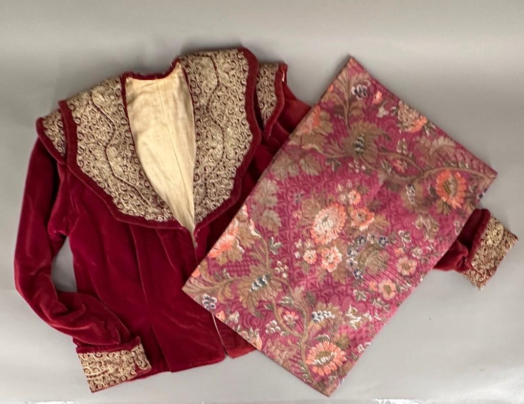 Ottoman Turkish Velvet Embroidered Jacket and Antique Italian Brocade Textile (1 of 12)
